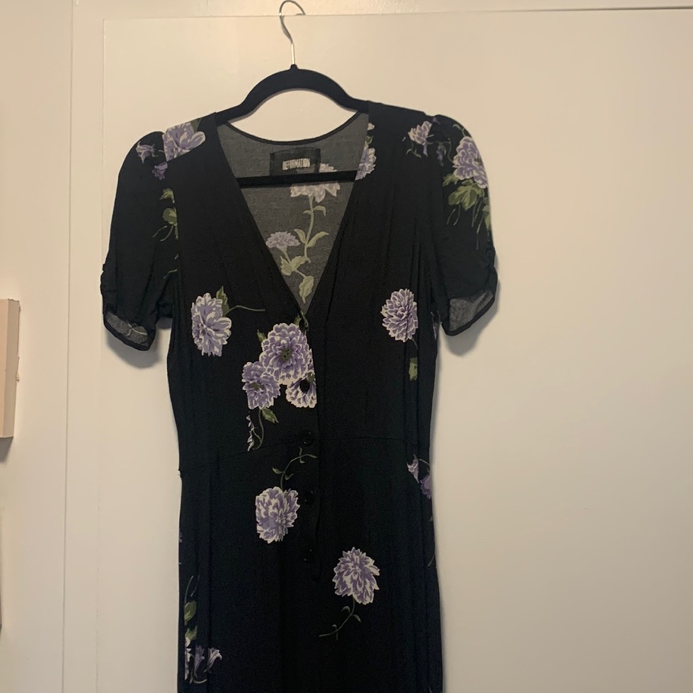 Reformation Floral Navy jumpsuit